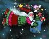 Santa flying all over the world